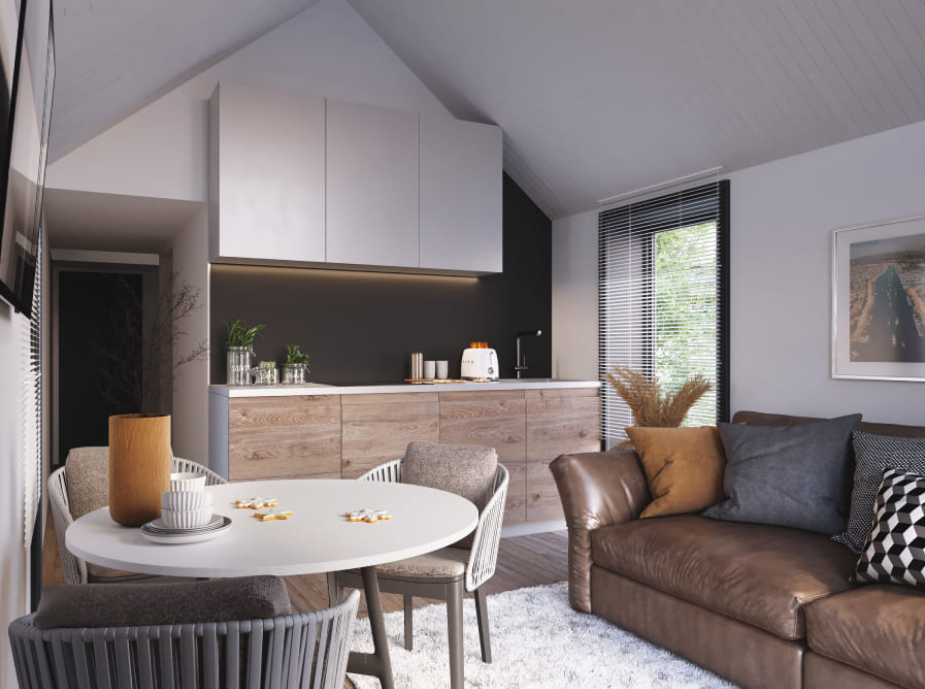 Maison modulaire à ossature et panneaux avec terrasse de 38 m²