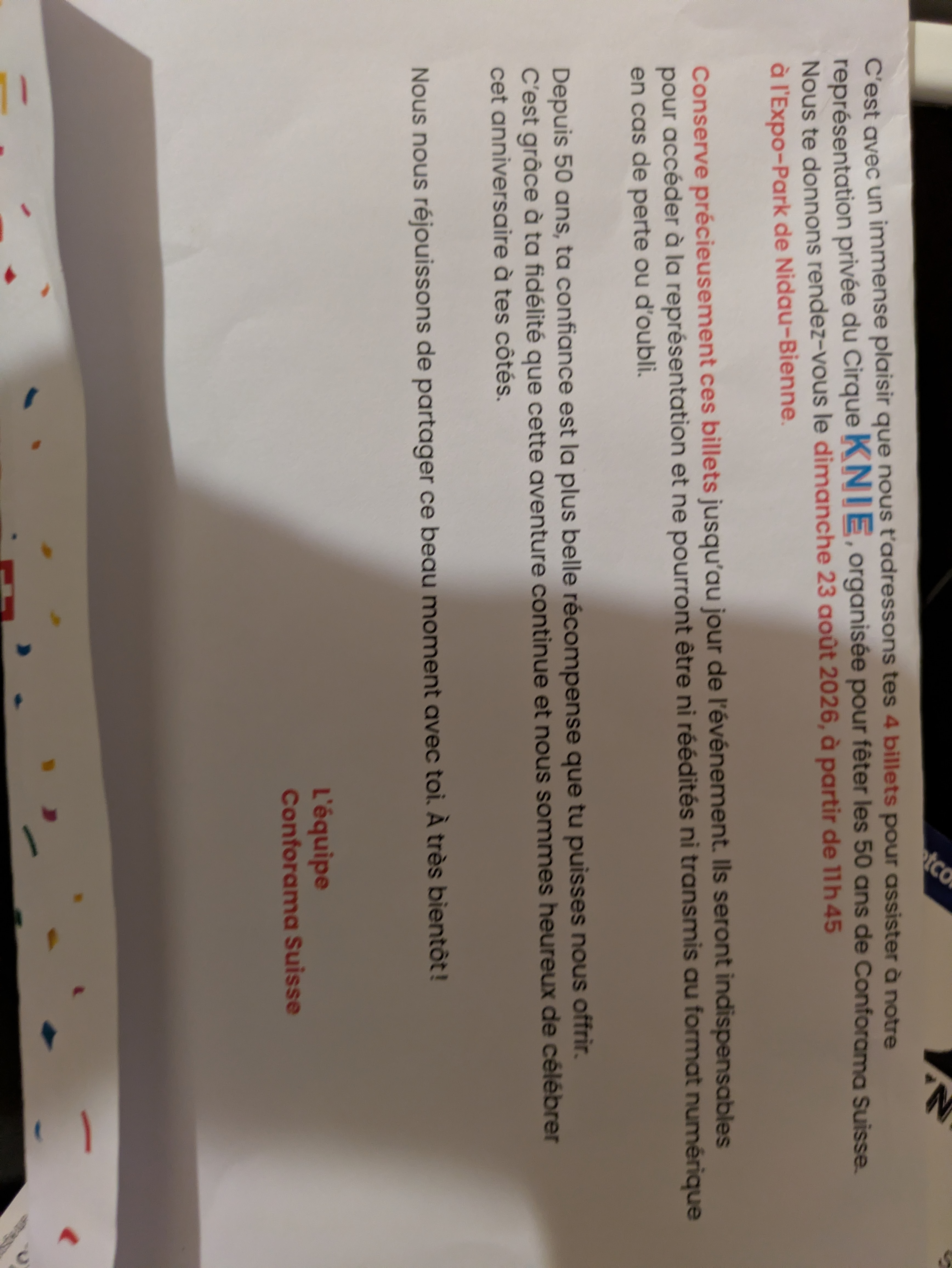 4 billets / représentation privée Cirque KNIE